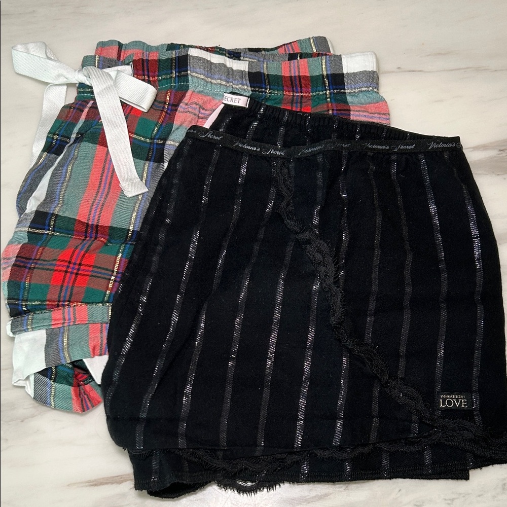 Victoria's Secret Plaid and Striped Sleep Short Bundle
